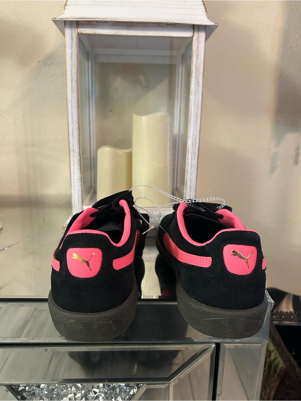 Puma Black Suede Sneakers with Pink Formstrip - Picture 2 of 4